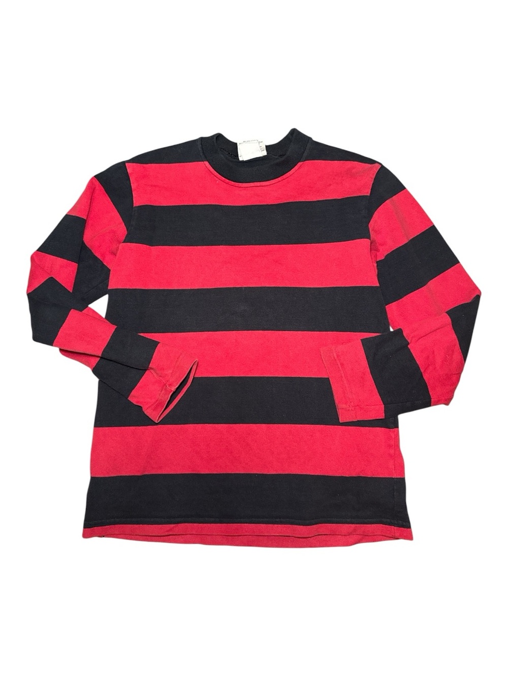 Vintage Barbarian Rugby Wear Striped Heavyweight Shirt Size Medium Red Black